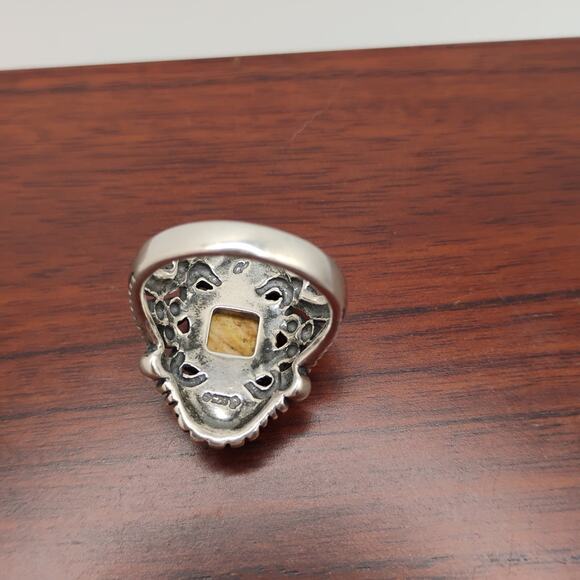 Carolyn Pollock Relios Yellow Jasper and Smoky Quartz Ring Sz 10 - Picture 7 of 9